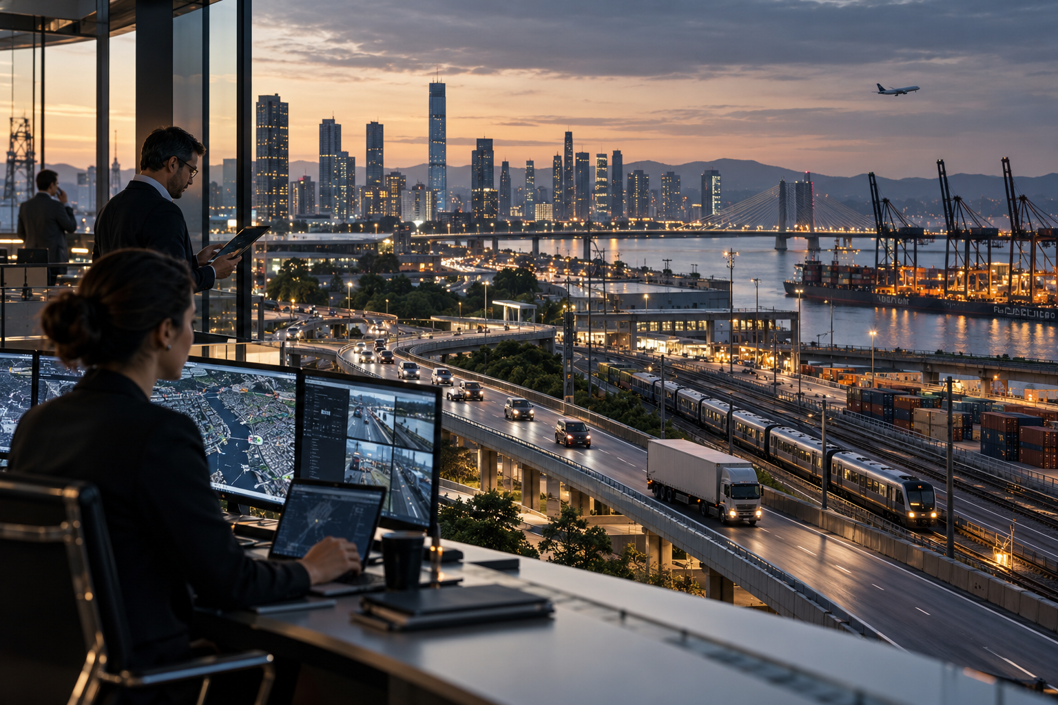 Connected urban infrastructure, mobility networks and distributed operations.